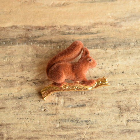 Fuzzy Brown Squirrel Brooch Pin